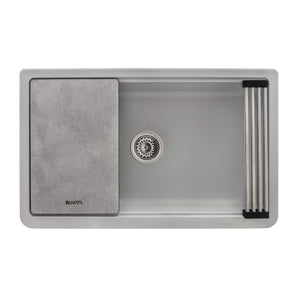Ruvati 33-inch Matte Gray Granite Farmhouse Workstation Apron-front Composite Kitchen Sink - RVG1533GR