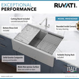 Ruvati 33-inch Matte Gray Granite Farmhouse Workstation Apron-front Composite Kitchen Sink - RVG1533GR