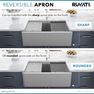 Ruvati 33-inch Matte Gray Granite Farmhouse Workstation Apron-front Composite Kitchen Sink - RVG1533GR