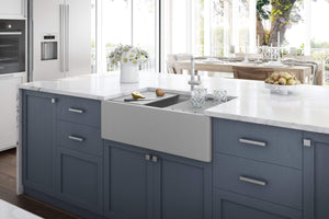 Ruvati 33-inch Matte Gray Granite Farmhouse Workstation Apron-front Composite Kitchen Sink - RVG1533GR
