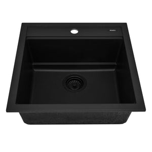 Ruvati 20-inch epiCube Granite Composite Workstation Matte Black Drop-in Topmount Wet Bar Prep Sink - RVG1620BK