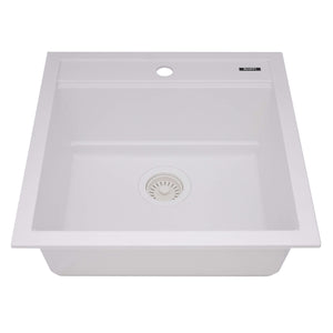 Ruvati 20-inch epiCube Granite Composite Workstation Drop-in Topmount Wet Bar Prep Sink  Matte White - RVG1620WH