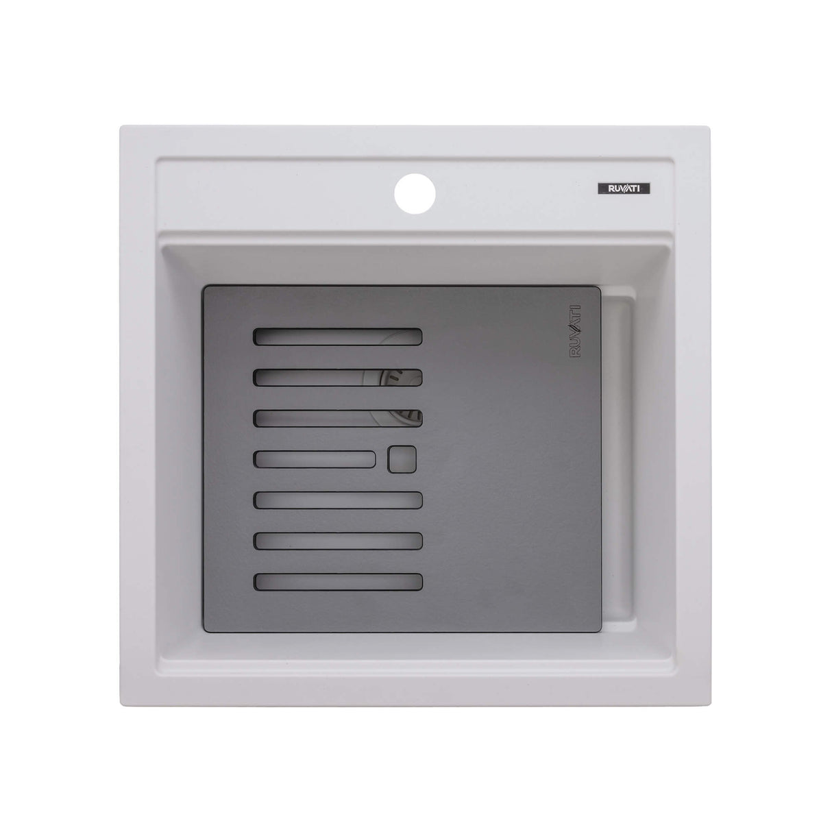 Ruvati 20-inch epiCube Granite Composite Workstation Drop-in Topmount Wet Bar Prep Sink  Matte White - RVG1620WH