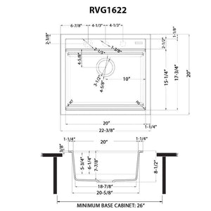 Ruvati 23-inch epiCube Granite Composite Workstation Drop-in Topmount Wet Bar Prep Sink  Matte White - RVG1622WH