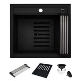 Ruvati 23-inch epiCube Granite Composite Workstation Matte Black Drop-in Topmount Wet Bar Prep Sink - RVG1622BK