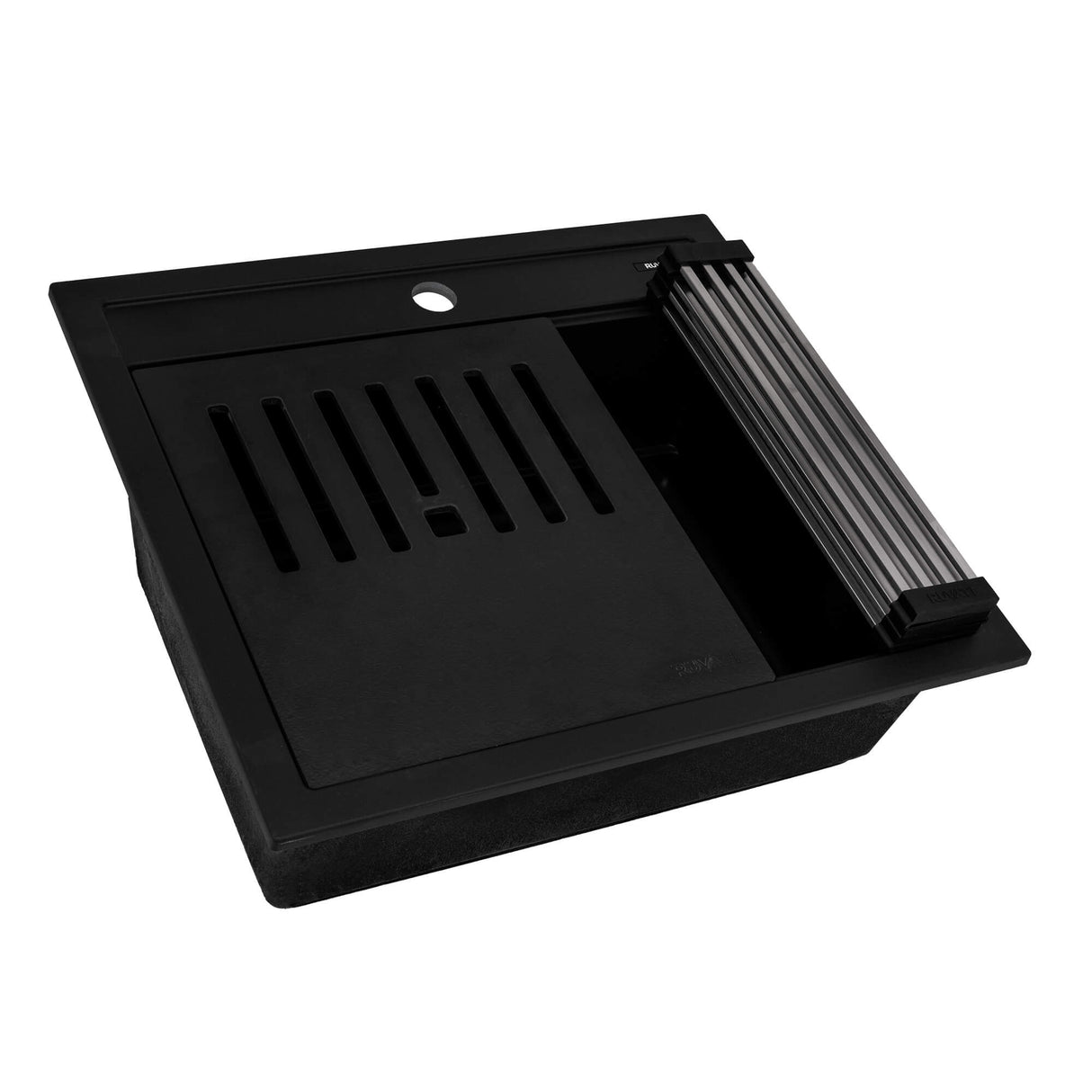 Ruvati 23-inch epiCube Granite Composite Workstation Matte Black Drop-in Topmount Wet Bar Prep Sink - RVG1622BK