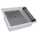 Ruvati 23-inch epiCube Granite Composite Workstation Drop-in Topmount Wet Bar Prep Sink  Matte White - RVG1622WH