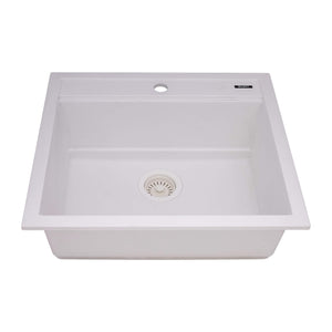 Ruvati 23-inch epiCube Granite Composite Workstation Drop-in Topmount Wet Bar Prep Sink  Matte White - RVG1622WH