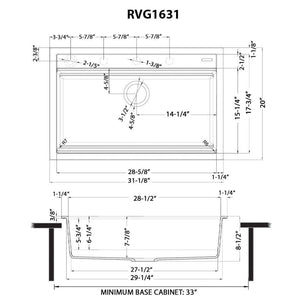 Ruvati 31-inch epiCube Granite Composite Workstation Matte Black Drop-in Topmount Kitchen Sink - RVG1631BK