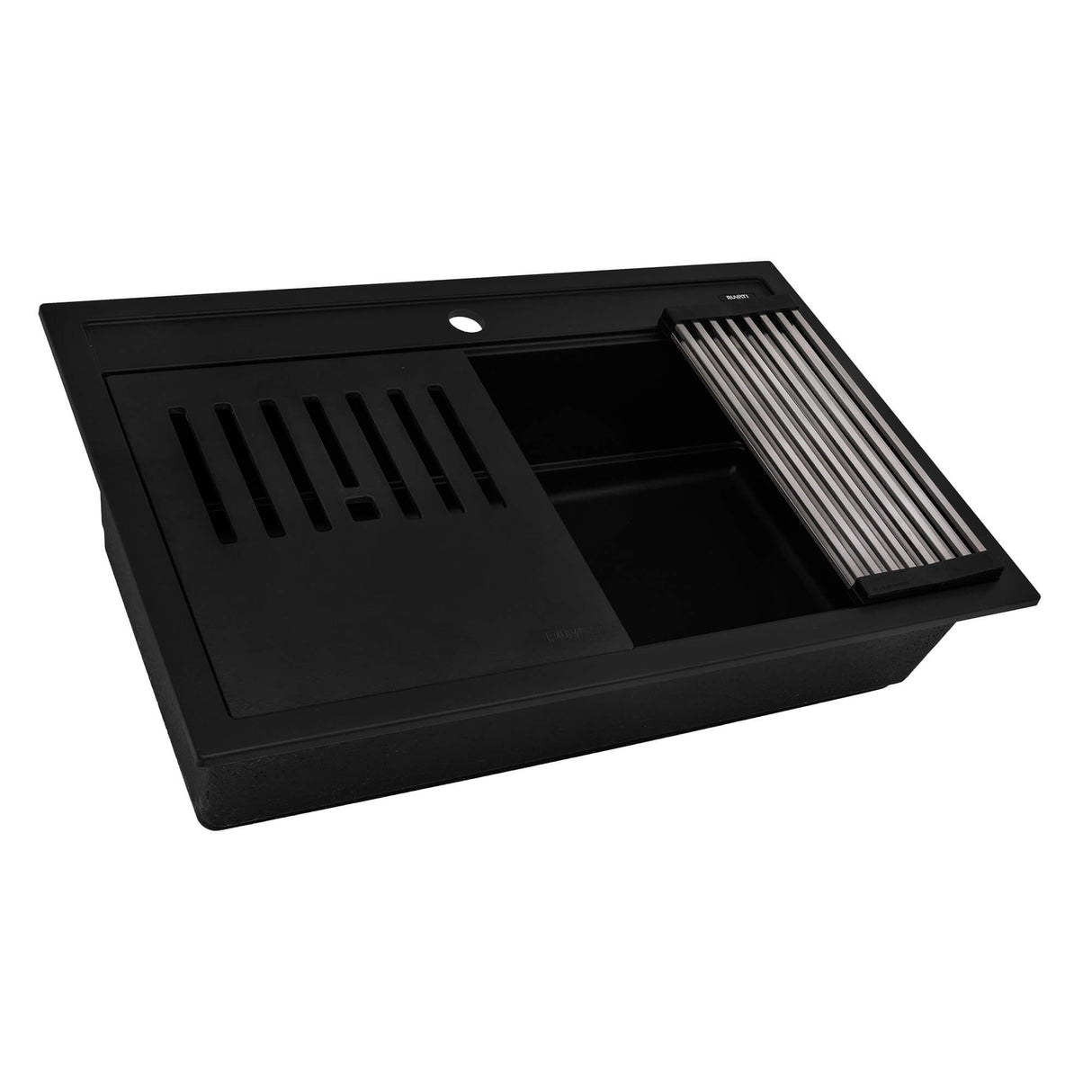 Ruvati 31-inch epiCube Granite Composite Workstation Matte Black Drop-in Topmount Kitchen Sink - RVG1631BK
