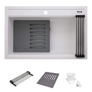 Ruvati 31-inch epiCube Granite Composite Workstation Drop-in Topmount Kitchen Sink  Matte White - RVG1631WH