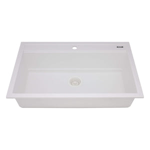 Ruvati 31-inch epiCube Granite Composite Workstation Drop-in Topmount Kitchen Sink  Matte White - RVG1631WH