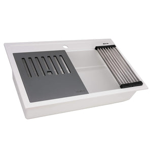 Ruvati 31-inch epiCube Granite Composite Workstation Drop-in Topmount Kitchen Sink  Matte White - RVG1631WH