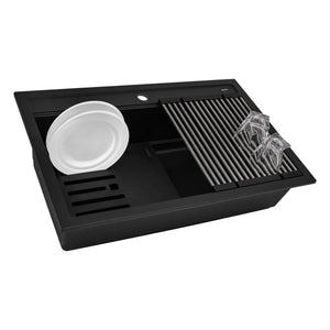 Ruvati 34-inch epiCube Granite Composite Workstation Matte Black Drop-in Topmount Kitchen Sink - RVG1634BK