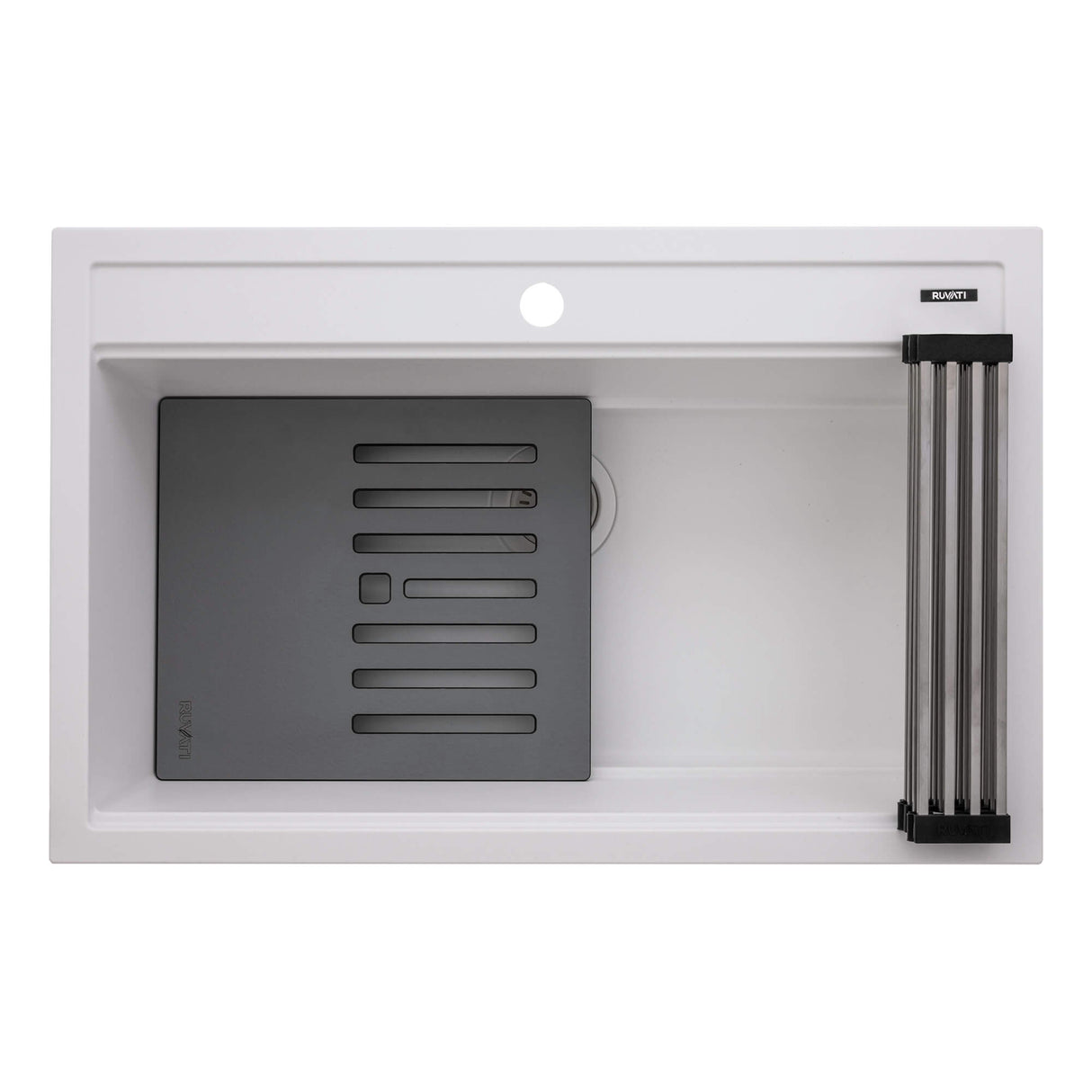 Ruvati 34-inch epiCube Granite Composite Workstation Drop-in Topmount Kitchen Sink  Matte White - RVG1634WH