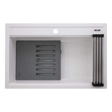 Ruvati 34-inch epiCube Granite Composite Workstation Drop-in Topmount Kitchen Sink  Matte White - RVG1634WH