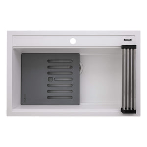Ruvati 34-inch epiCube Granite Composite Workstation Drop-in Topmount Kitchen Sink  Matte White - RVG1634WH