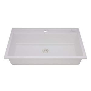Ruvati 34-inch epiCube Granite Composite Workstation Drop-in Topmount Kitchen Sink  Matte White - RVG1634WH