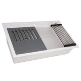 Ruvati 34-inch epiCube Granite Composite Workstation Drop-in Topmount Kitchen Sink  Matte White - RVG1634WH