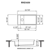 Ruvati 18 x 34 inch Granite Composite Workstation Kitchen Sink epiStage Dual Mount Single Bowl - Black - RVG1650BK