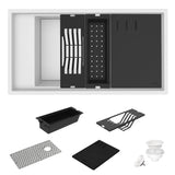 Ruvati 18 x 34 inch Granite Composite Workstation Kitchen Sink epiStage Dual Mount Single Bowl - White - RVG1650WH