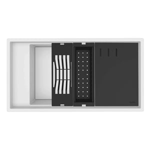 Ruvati 18 x 34 inch Granite Composite Workstation Kitchen Sink epiStage Dual Mount Single Bowl - White - RVG1650WH
