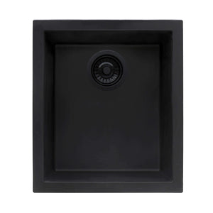 Ruvati 15 x 17 inch Granite Composite Undermount Single Bowl Wet Bar Prep Sink - Midnight Black - RVG2016BK