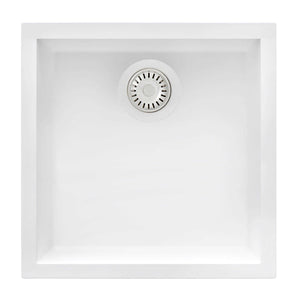 Ruvati 17 x 17 inch Granite Composite Undermount Single Bowl Wet Bar Prep Sink - Arctic White - RVG2018WH