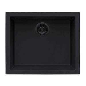 Ruvati 23 x 17 inch Granite Composite Undermount Single Bowl Kitchen Sink - Midnight Black - RVG2023BK