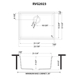Ruvati 23 x 17 inch Granite Composite Undermount Single Bowl Kitchen Sink - Arctic White - RVG2023WH
