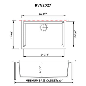 Ruvati 27 x 18 inch Granite Composite Undermount Single Bowl Kitchen Sink - Arctic White - RVG2027WH