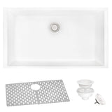 Ruvati 30 x 18 inch Granite Composite Undermount Single Bowl Kitchen Sink - Arctic White - RVG2030WH