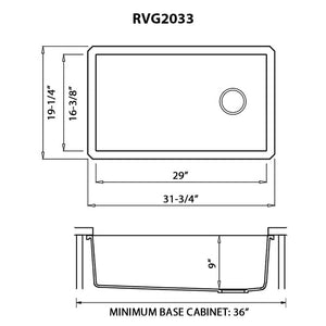 Ruvati 32 x 19 inch epiGranite Undermount Granite Composite Single Bowl Kitchen Sink - Arctic White - RVG2033WH