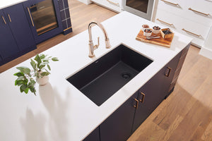 Ruvati 32 x 19 inch epiGranite Undermount Granite Composite Single Bowl Kitchen Sink - Midnight Black - RVG2033BK
