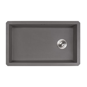 Ruvati 32 x 19 inch epiGranite Undermount Granite Composite Single Bowl Kitchen Sink - Silver Gray - RVG2033GR