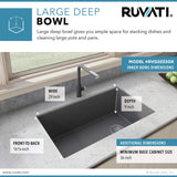 Ruvati 32 x 19 inch epiGranite Undermount Granite Composite Single Bowl Kitchen Sink - Silver Gray - RVG2033GR