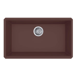 Ruvati 32 x 19 inch Granite Composite Undermount Single Bowl Kitchen Sink - Espresso Brown - RVG2080ES
