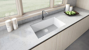 Ruvati 32 x 19 inch Granite Composite Undermount Single Bowl Kitchen Sink - Arctic White - RVG2080WH