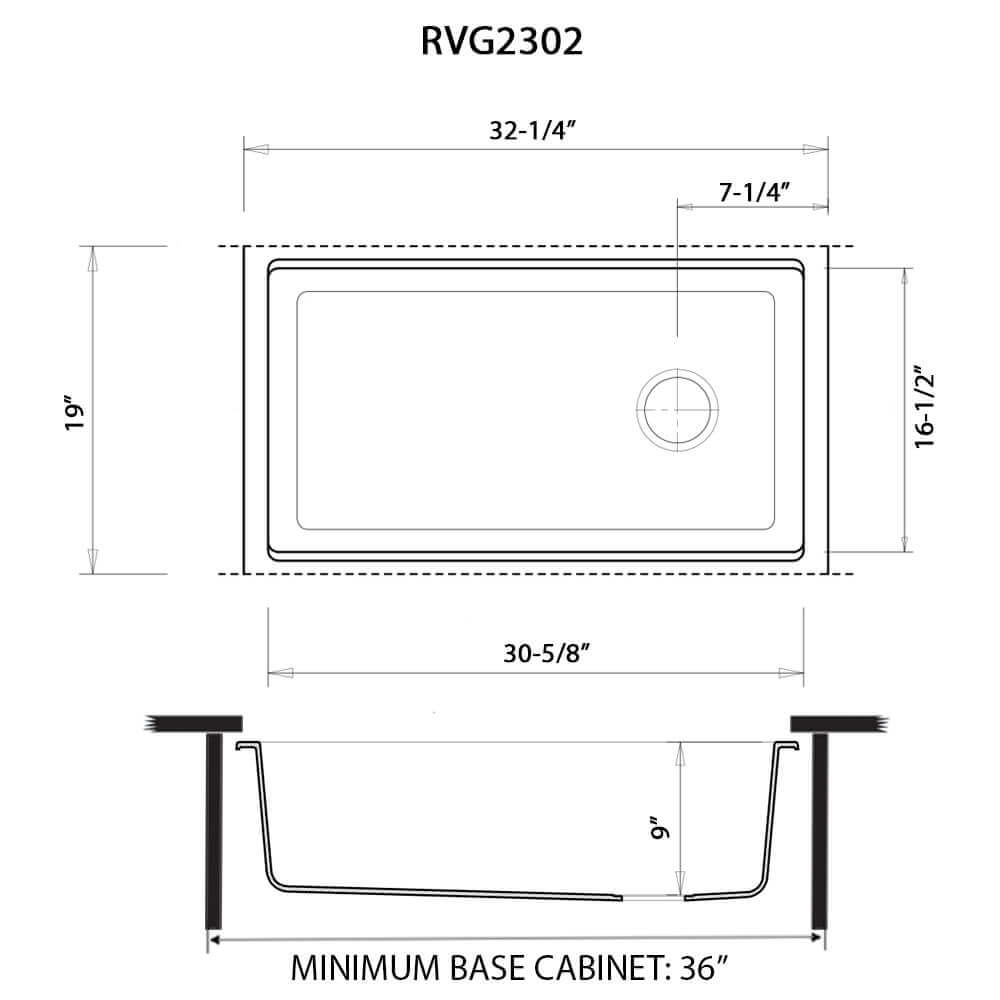 Ruvati 33-inch Undermount Workstation Granite Composite Kitchen Sink Matte Black - RVG2302BK