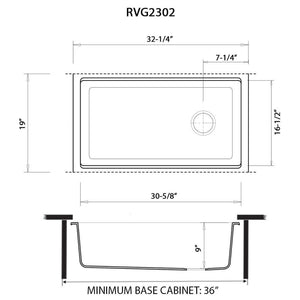 Ruvati 33-inch Undermount Workstation Granite Composite Kitchen Sink Matte Black - RVG2302BK