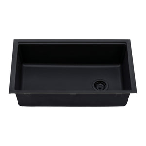 Ruvati 33-inch Undermount Workstation Granite Composite Kitchen Sink Matte Black - RVG2302BK