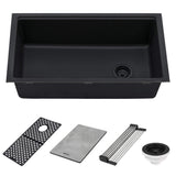 Ruvati 33-inch Undermount Workstation Granite Composite Kitchen Sink Matte Black - RVG2302BK