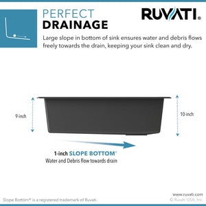 Ruvati 33-inch Undermount Workstation Granite Composite Kitchen Sink Matte Black - RVG2302BK