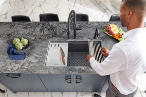 Ruvati 33-inch Undermount Workstation Granite Composite Kitchen Sink Matte Black - RVG2302BK