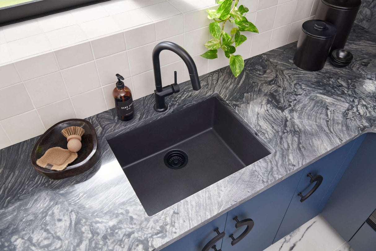 Ruvati 33-inch Undermount Workstation Granite Composite Kitchen Sink Matte Black - RVG2302BK