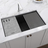 Ruvati 33-inch Undermount Workstation Granite Composite Kitchen Sink Matte Black - RVG2302BK