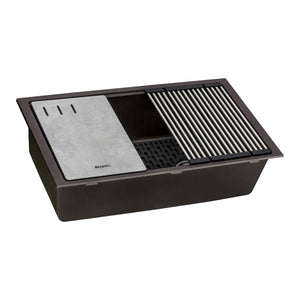 Ruvati 33-inch Granite Composite Undermount Workstation Kitchen Sink Coffee Brown - RVG2302ES