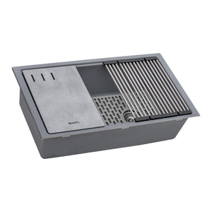 Ruvati 33-inch Undermount Workstation Granite Composite Kitchen Sink Urban Gray - RVG2302UG