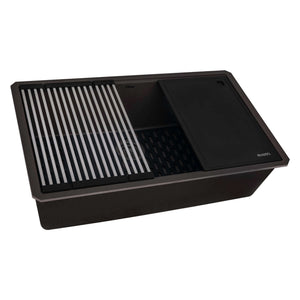 Ruvati 33-inch Granite Composite Undermount Workstation Kitchen Sink Espresso - RVG2306ES