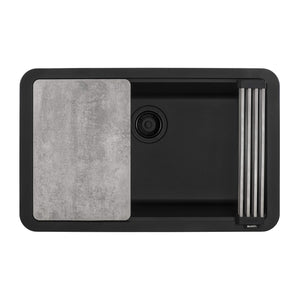 Ruvati 30-inch Granite Composite Workstation Matte Black Dual Mount Kitchen Sink - RVG2310BK